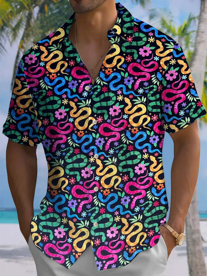 Alohadaddy® Casual Snake Print Art Pocket Elastic Men&