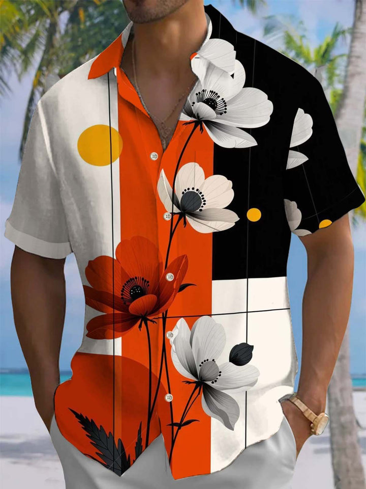 Alohadaddy® Vintage Geometric Floral Print Art Pocket Stretch Men&