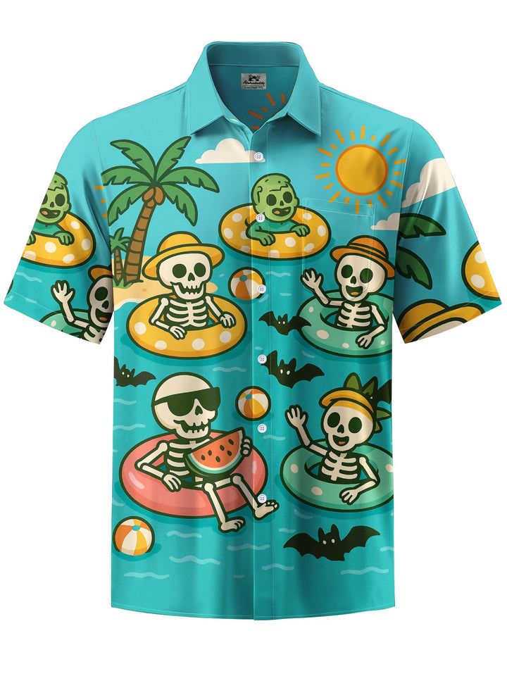 Alohadaddy® Hawaiian Skull Vacation Art Print Pocket Stretch Men&