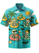 Alohadaddy® Hawaiian Skull Vacation Art Print Pocket Stretch Men's Short Sleeve Shirt Big & Tall