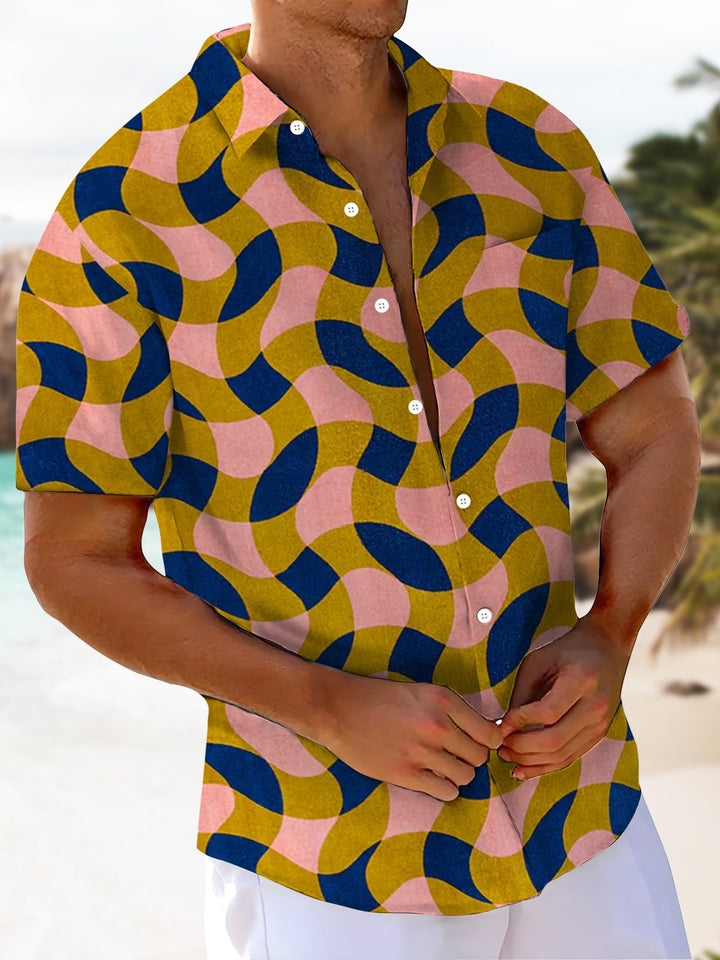 Alohadaddy® Vintage Plaid Print Stretch Pocket Button Men&