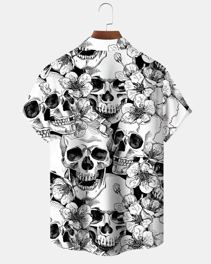 Alohadaddy® Casual Skull Floral Print Pocket Stretch Men&
