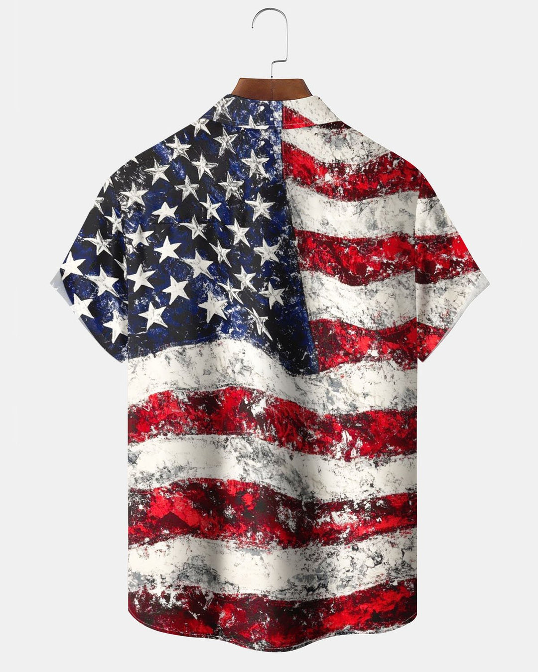 Alohadaddy® Vintage Oil Painting American Flag Print Art Button Pocket Men&