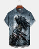 Alohadaddy® Men's Short-Sleeve Button-Down Shirt with Bald Eagle Print Pocket and Cardigan-Style Front
