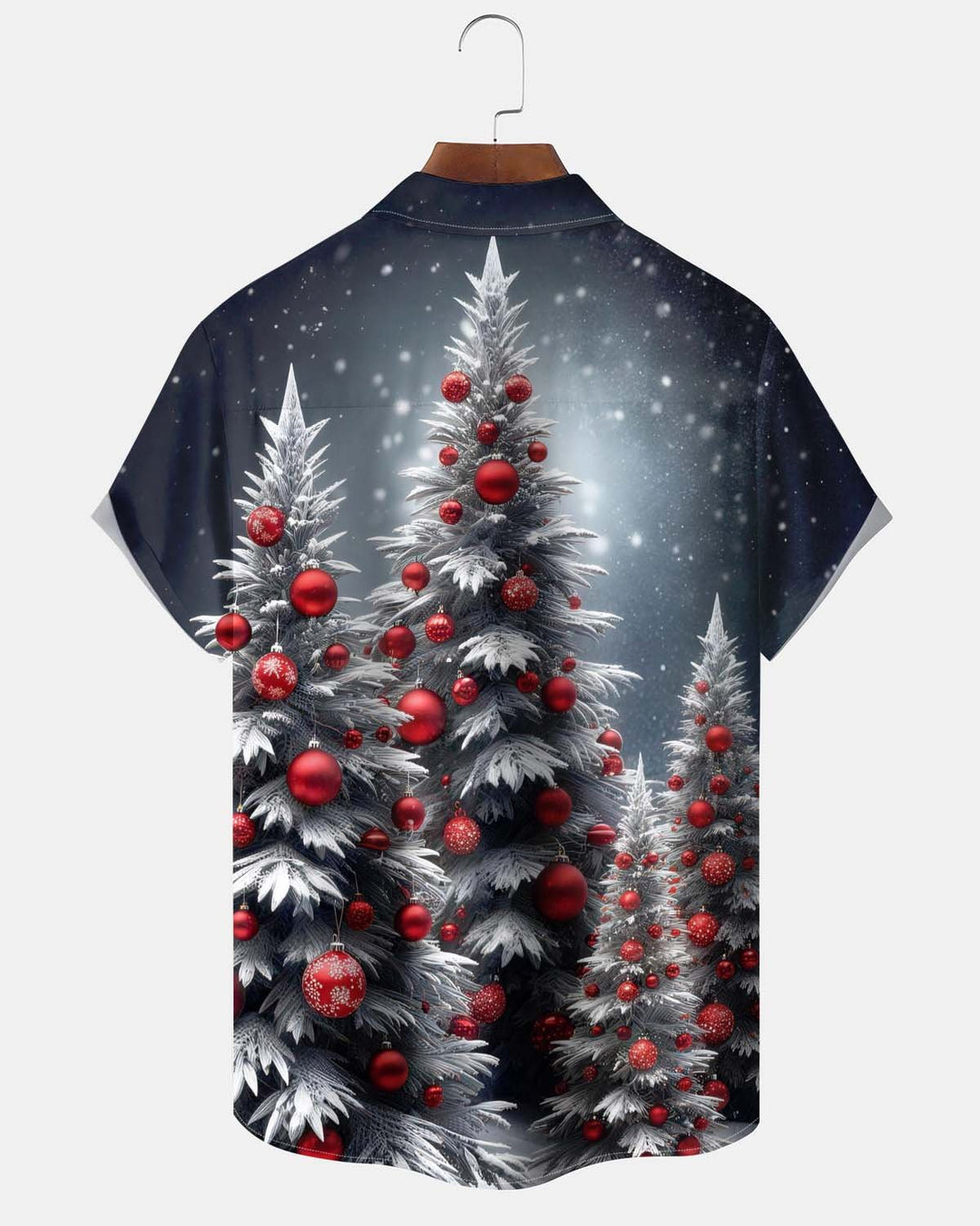 Alohadaddy® Holiday/Christmas Print Button-Down Short-Sleeve Men’s Cardigan Shirt with Pocket