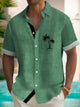 Camisa de manga corta con bolsillo abotonado para hombre con estampado de textura lavada y árboles de coco hawaianos de Alohadaddy