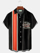Alohadaddy Retro Bowling Stripe Letters 3D Print Men's Button Pocket Short Sleeve Shirt Big & Tall