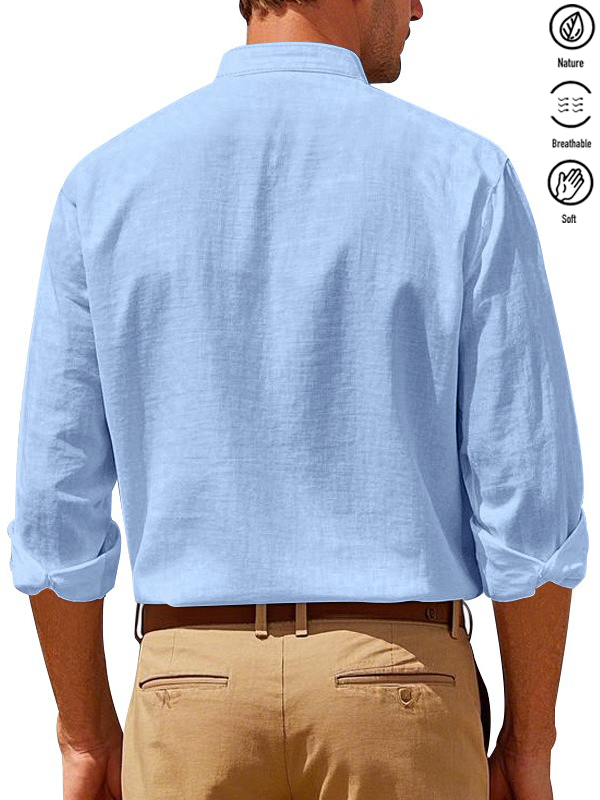Alohadaddy® Basic Solid Color Cotton Linen Print Men&
