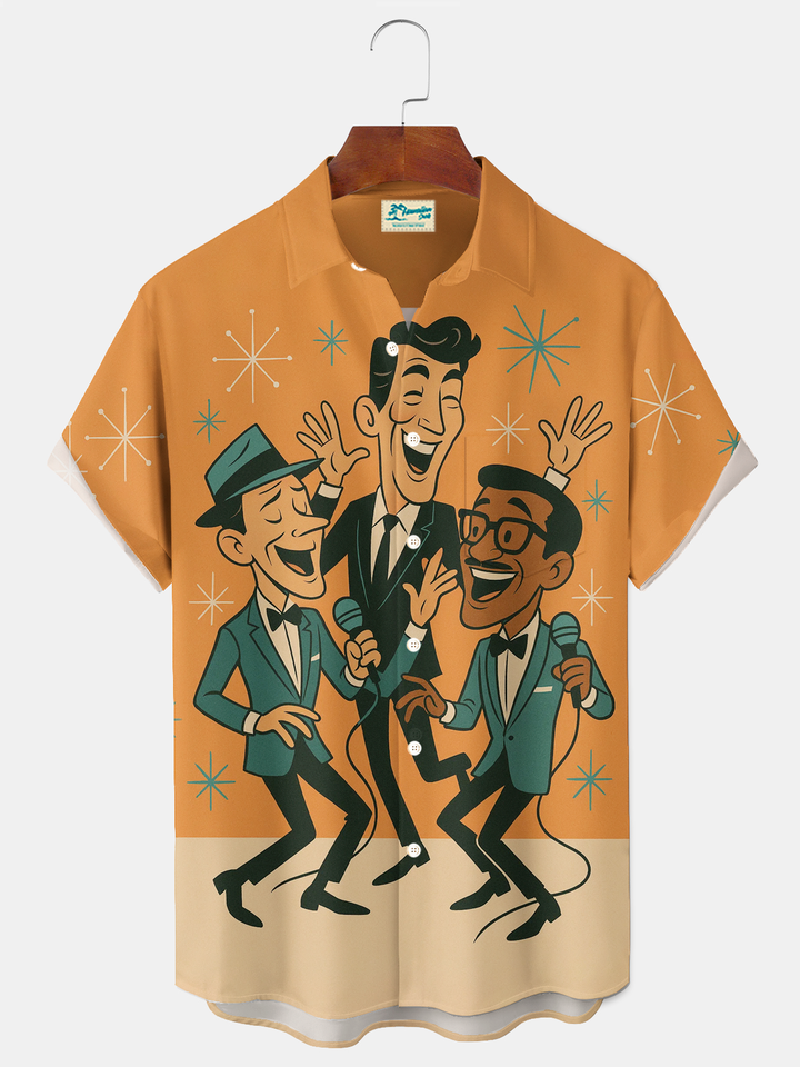 Alohadaddy® Vintage Music Rat Pack Graphic Print Men&