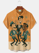 Alohadaddy® Vintage Music Rat Pack Graphic Print Men's Button Pocket Short Sleeve Shirt Big & Tall