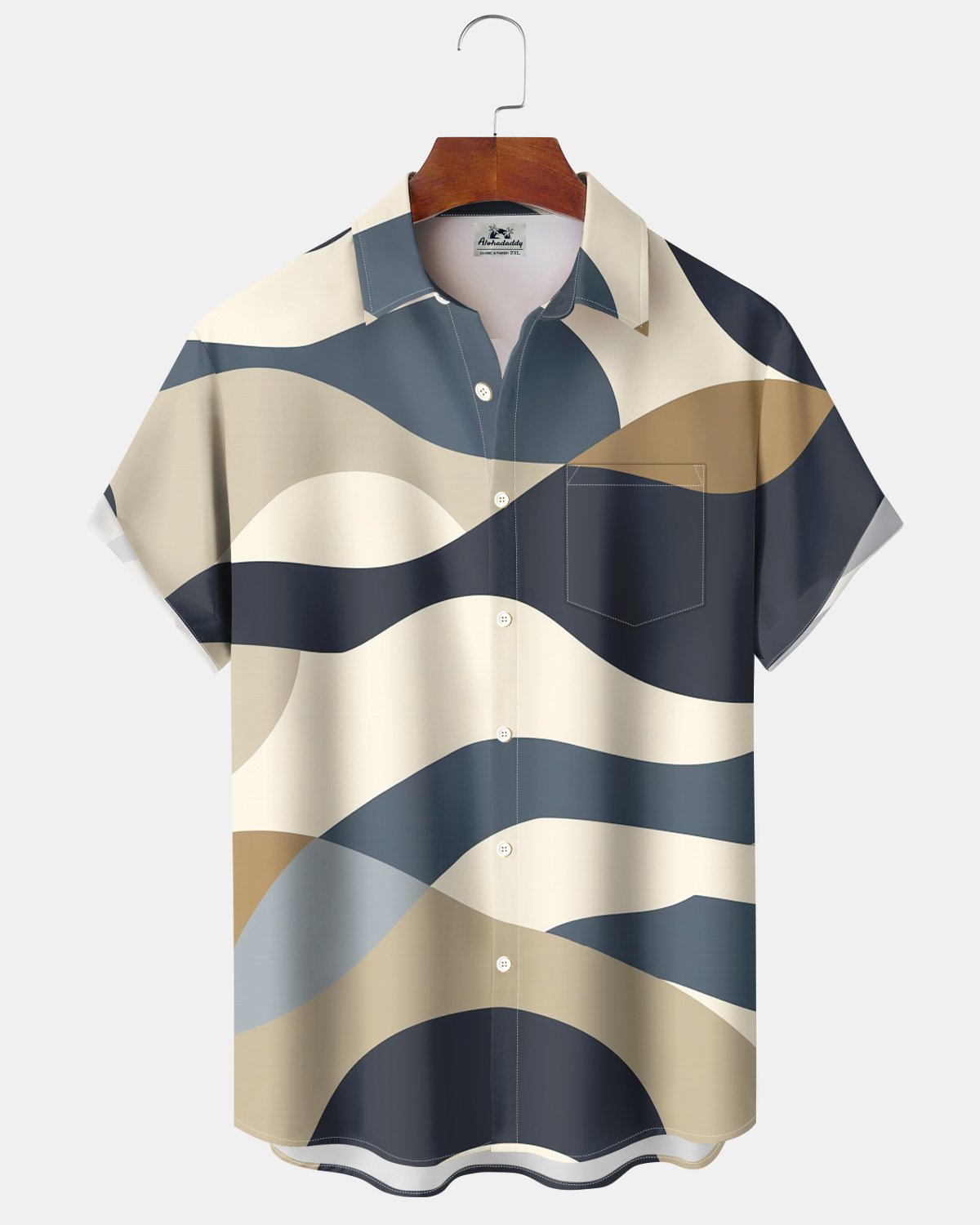 Alohadaddy® Retro Geometric Abstract Gradient Print Short-Sleeve Shirt