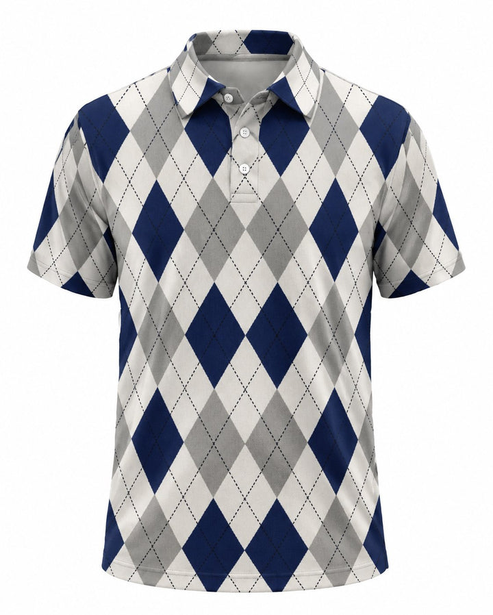 Men’s Basic Casual Checkered pattern Retro Print Button Down Polo Short-Sleeve Big &amp; Tall