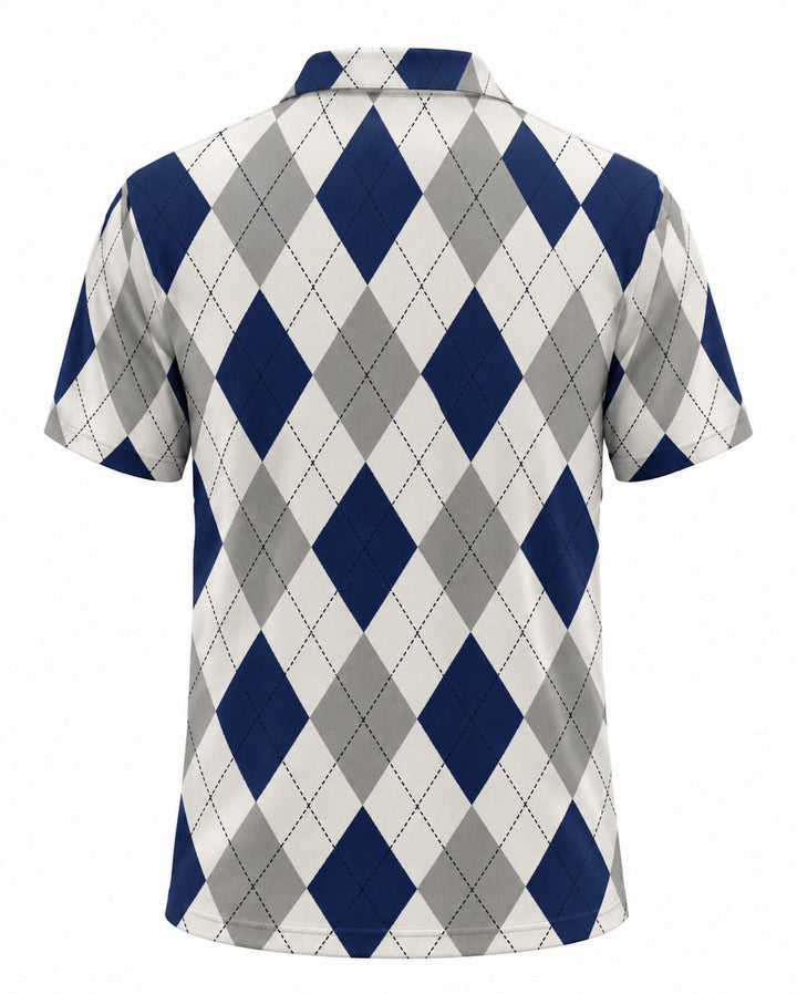 Men’s Basic Casual Checkered pattern Retro Print Button Down Polo Short-Sleeve Big &amp; Tall