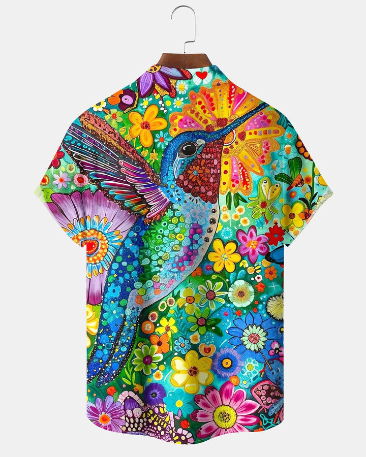 Alohadaddy® Casual Colorful Floral and Bird Print Men&
