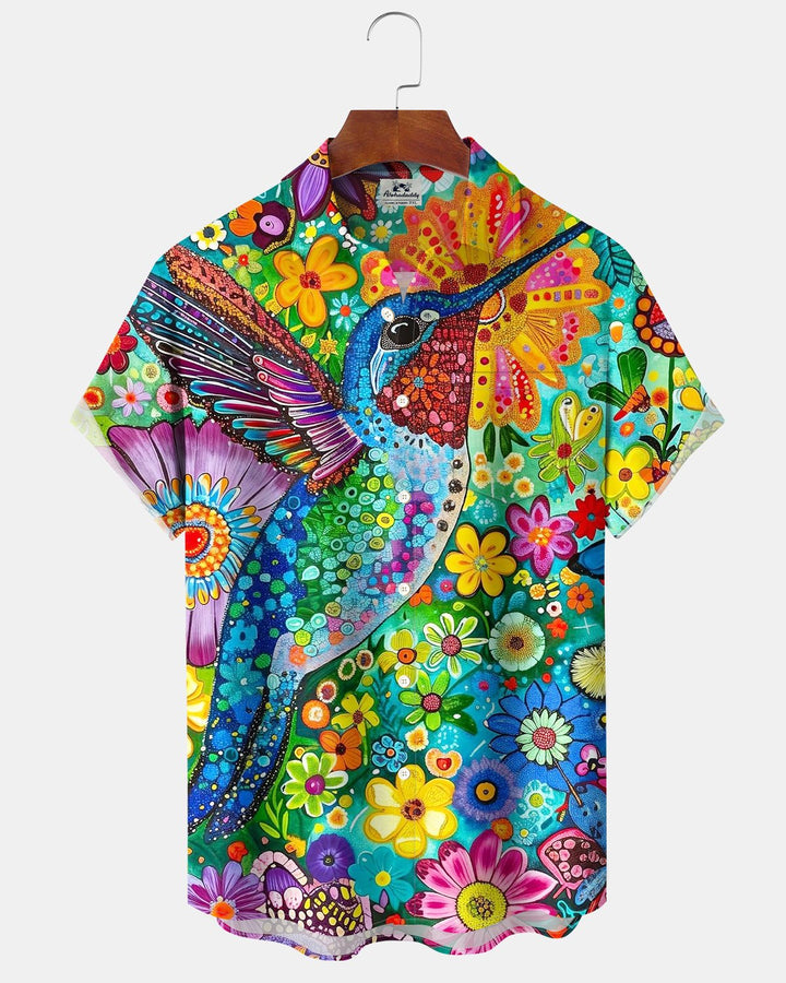 Alohadaddy® Casual Colorful Floral and Bird Print Men&