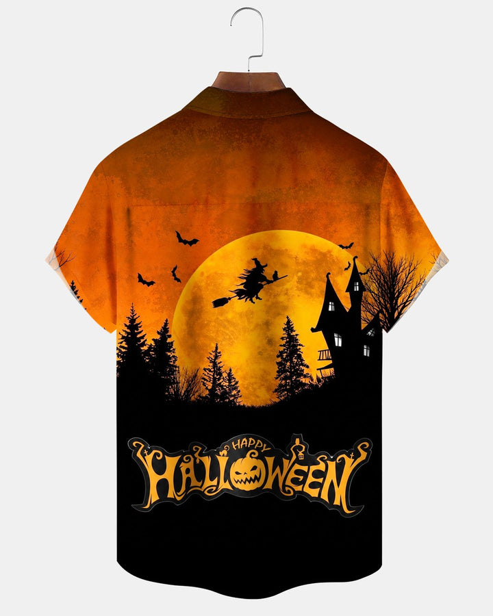 Alohadaddy® Halloween Castle Moon Wizard Print Men&
