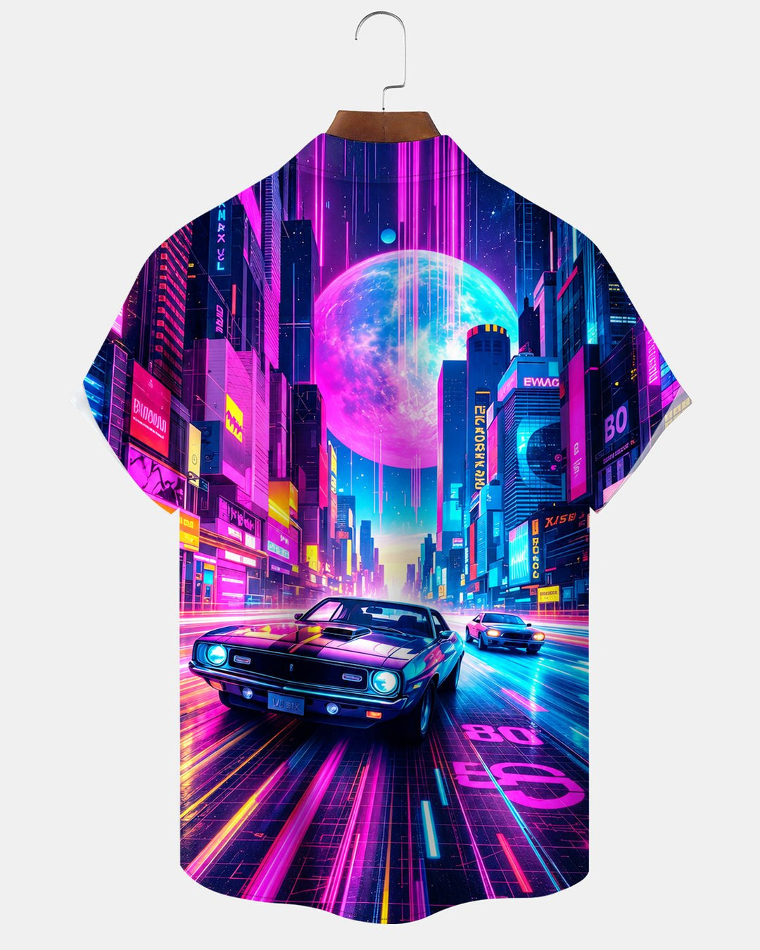 Alohadaddy® Retro Car City Night Scene Cyberpunk Print Men&