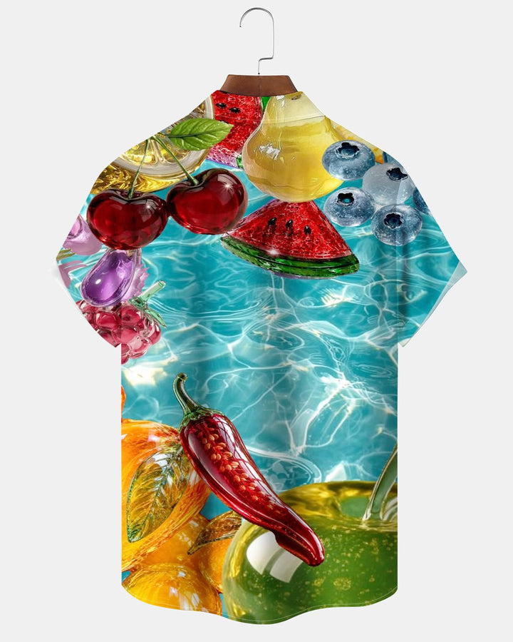 Alohadaddy® Casual Fruit Chili Apple Watermelon Print Men&