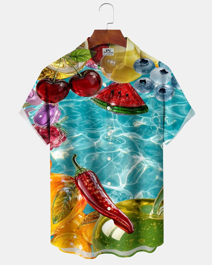 Alohadaddy® Casual Fruit Chili Apple Watermelon Print Men&