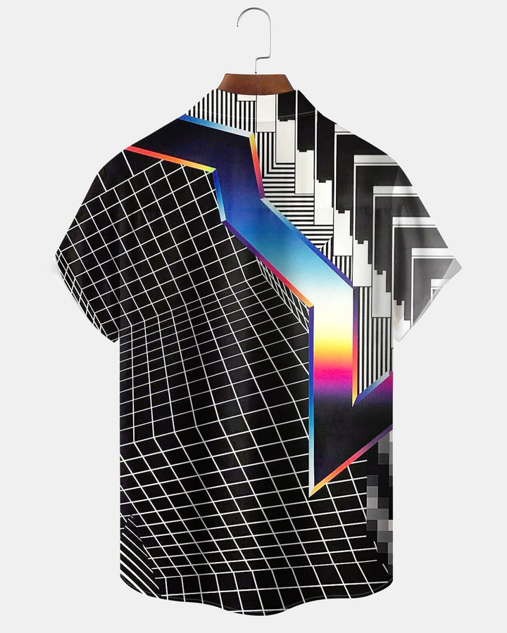 Alohadaddy® Casual Abstract Geometric Glitch Art Print Men&