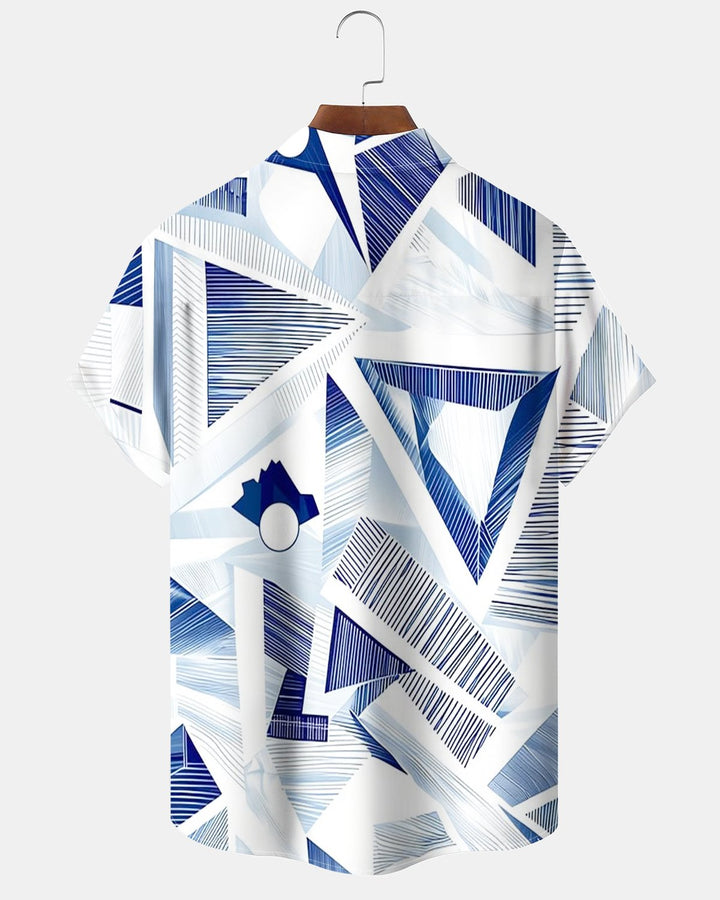 Alohadaddy® Casual Abstract Geometric Stripe Minimalist Print Men&