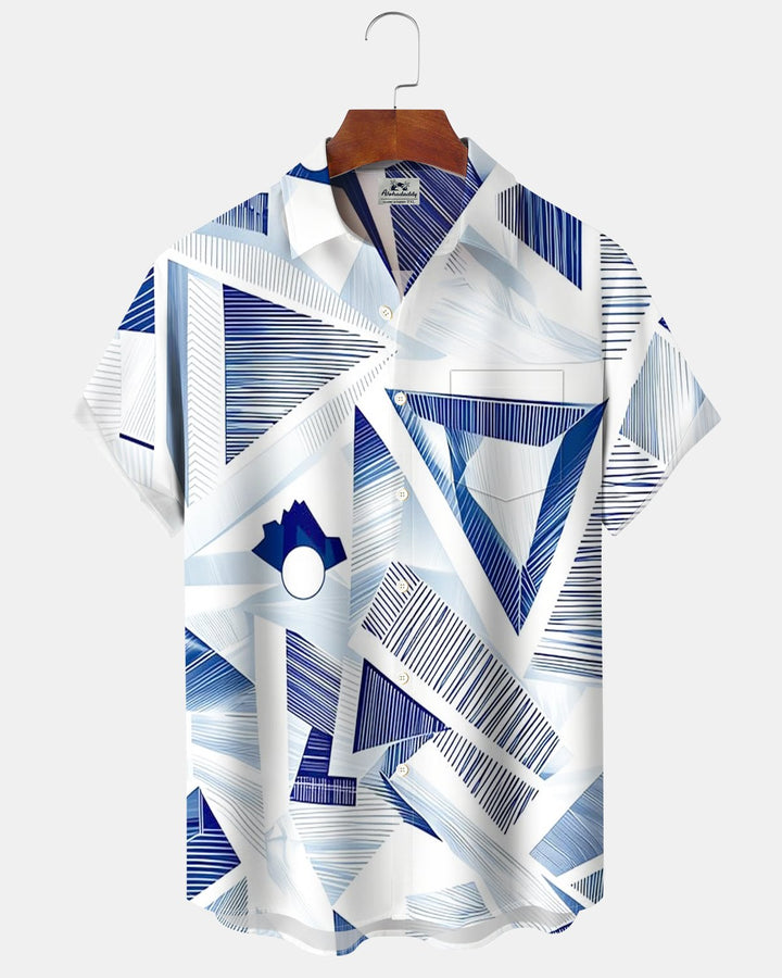 Alohadaddy® Casual Abstract Geometric Stripe Minimalist Print Men&