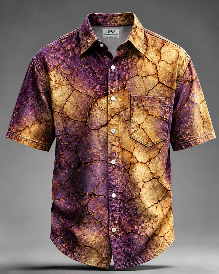 Alohadaddy® Casual Abstract Art Rust Print Men&