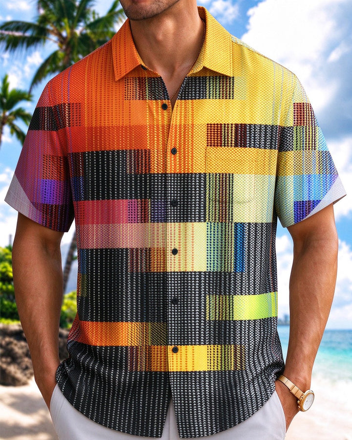Alohadaddy® Casual Abstract Striped Gradient Print Men&