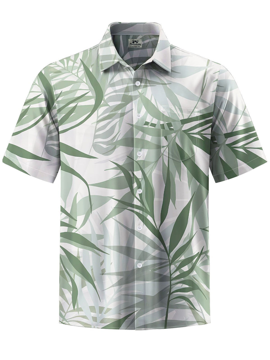 Alohadaddy® Hawaii Bamboo Leaf Print Chest Pocket Men&