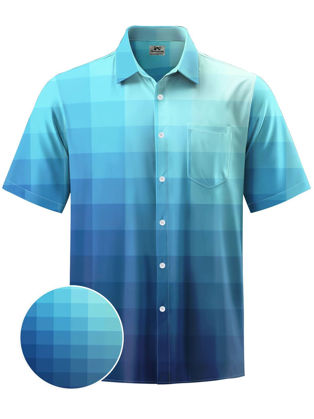 Alohadaddy® Casual Plaid Gradient Print Chest Pocket Men&