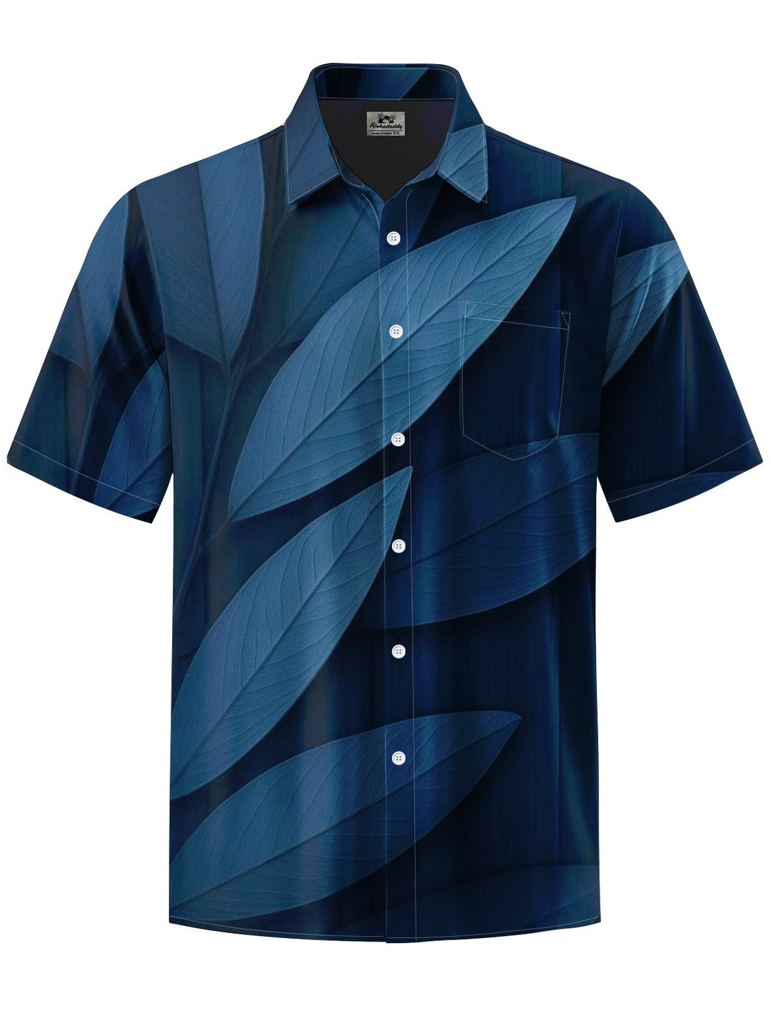 Alohadaddy® Casual Leaves Art Print Chest Pocket Mens Short Sleeve Shirt Big &amp; Tall