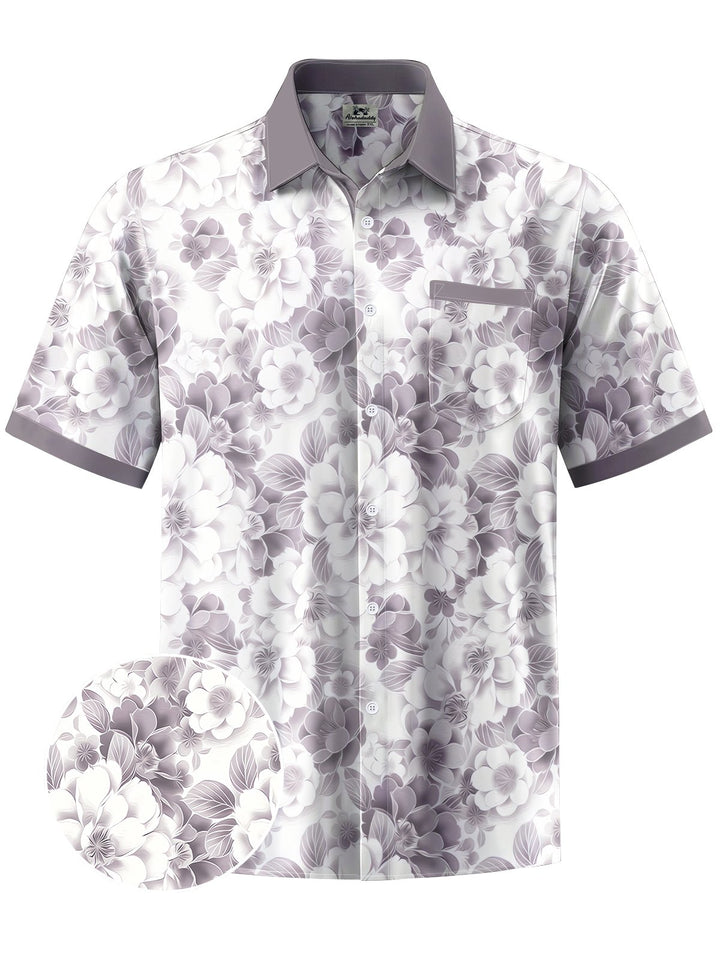 Alohadaddy® Hawaiian Flowers Art Print Moisture Wicking Chest Pocket Mens Short Sleeve Shirt Big &amp; Tall