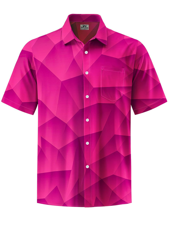 Alohadaddy® Casual Geometric Art Print Chest Pocket Men&