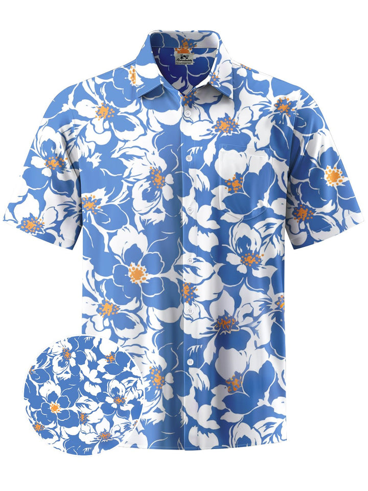 Alohadaddy® Hawaiian Hibiscus Flower Art Print Chest Pocket Men&