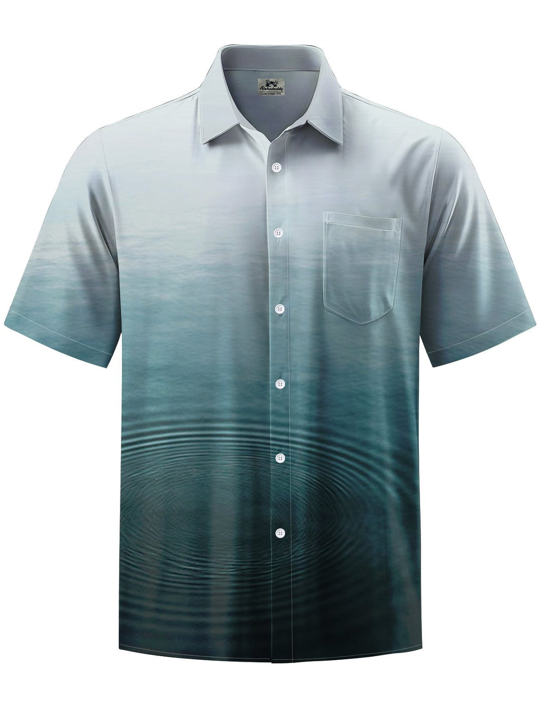 Alohadaddy® Casual Water Gradient Print Art Chest Pocket Men&