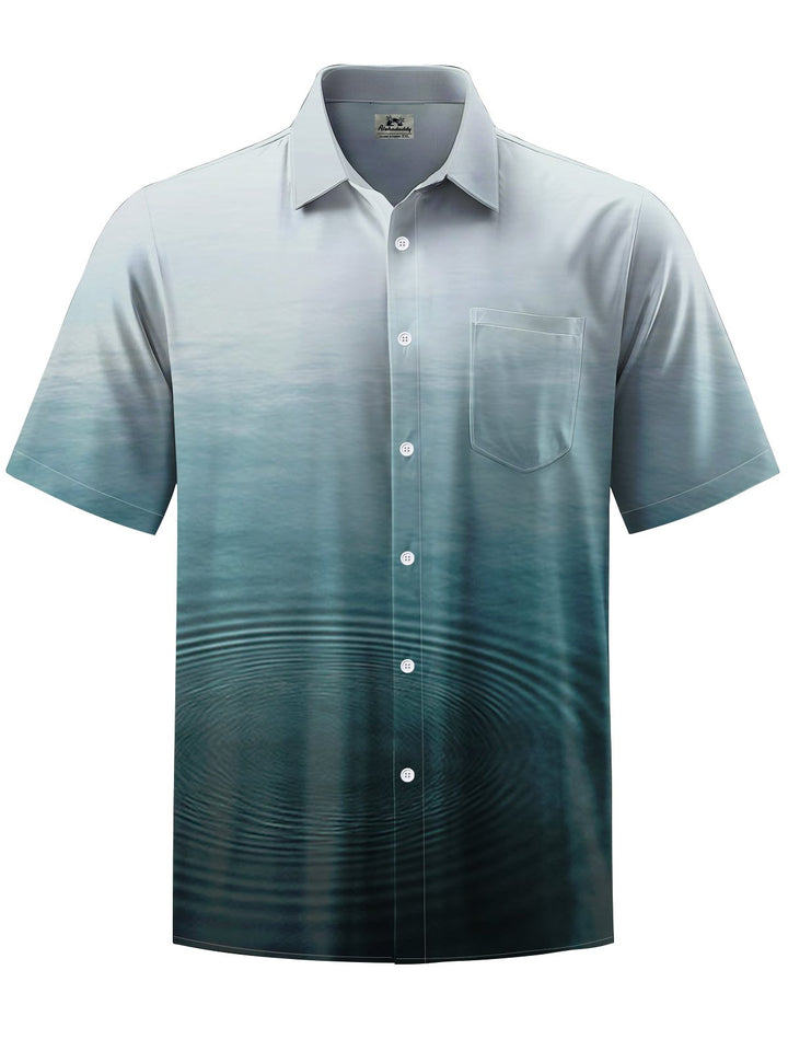 Alohadaddy® Casual Water Gradient Print Art Chest Pocket Men&