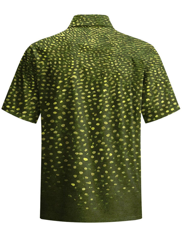 Alohadaddy® Vintage Gradient Polka Dots Print Art Chest Pocket Men&