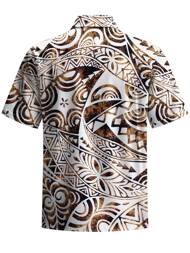 Alohadaddy® Vintage Ethnic Pattern Print Art Chest Pocket Men&