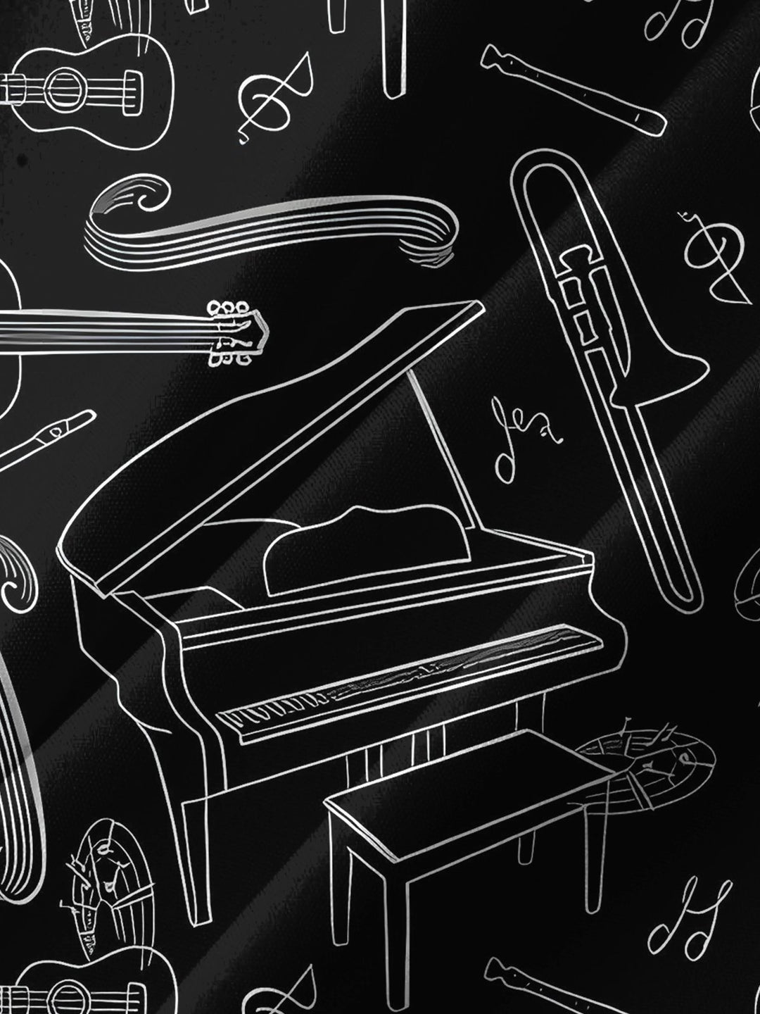 Alohadaddy® Casual Musical Instrument Art Print Chest Pocket Men&