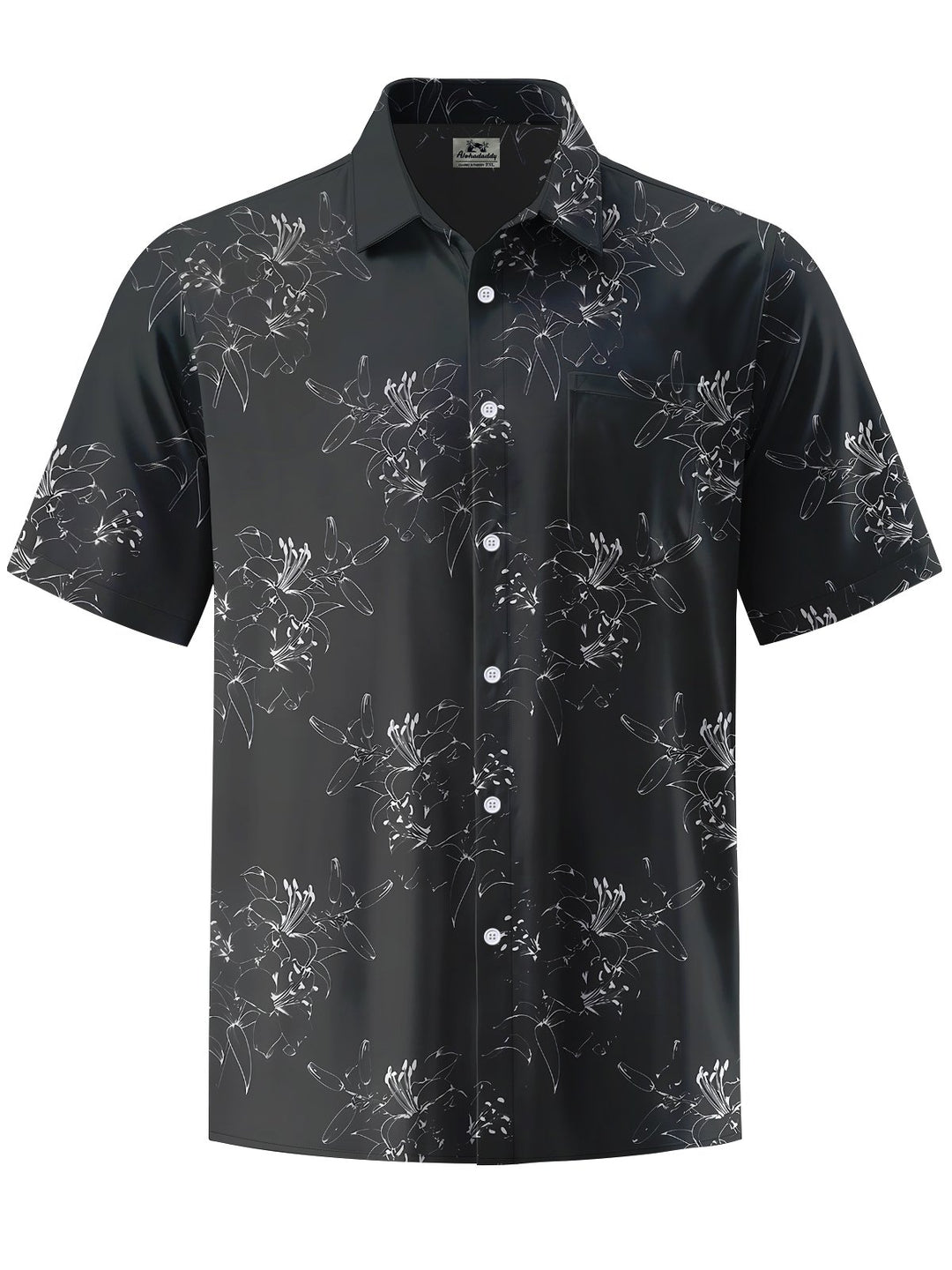 Alohadaddy® Casual Floral Art Print Chest Pocket Men&