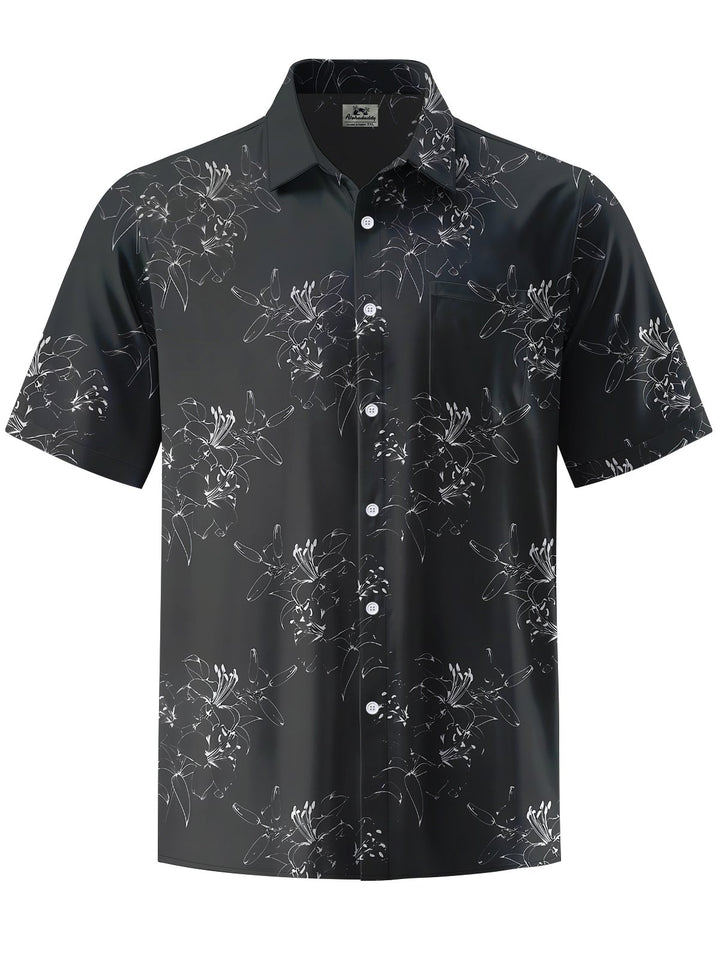 Alohadaddy® Casual Floral Art Print Chest Pocket Men&