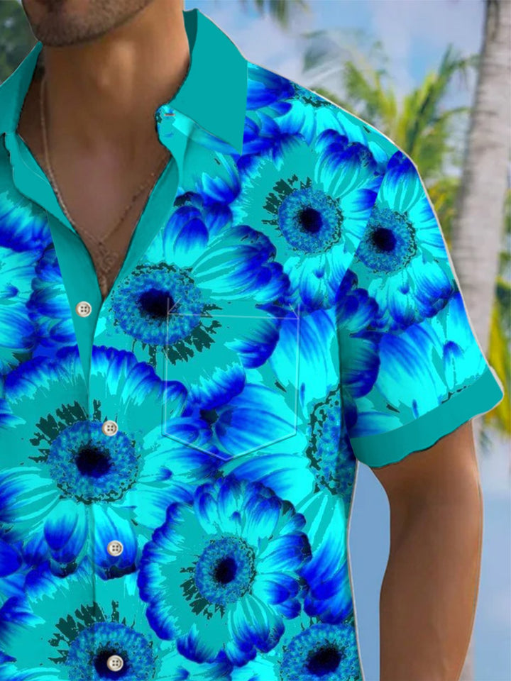 Alohadaddy® Hawaiian floral contrasting print with chest pocket for men&