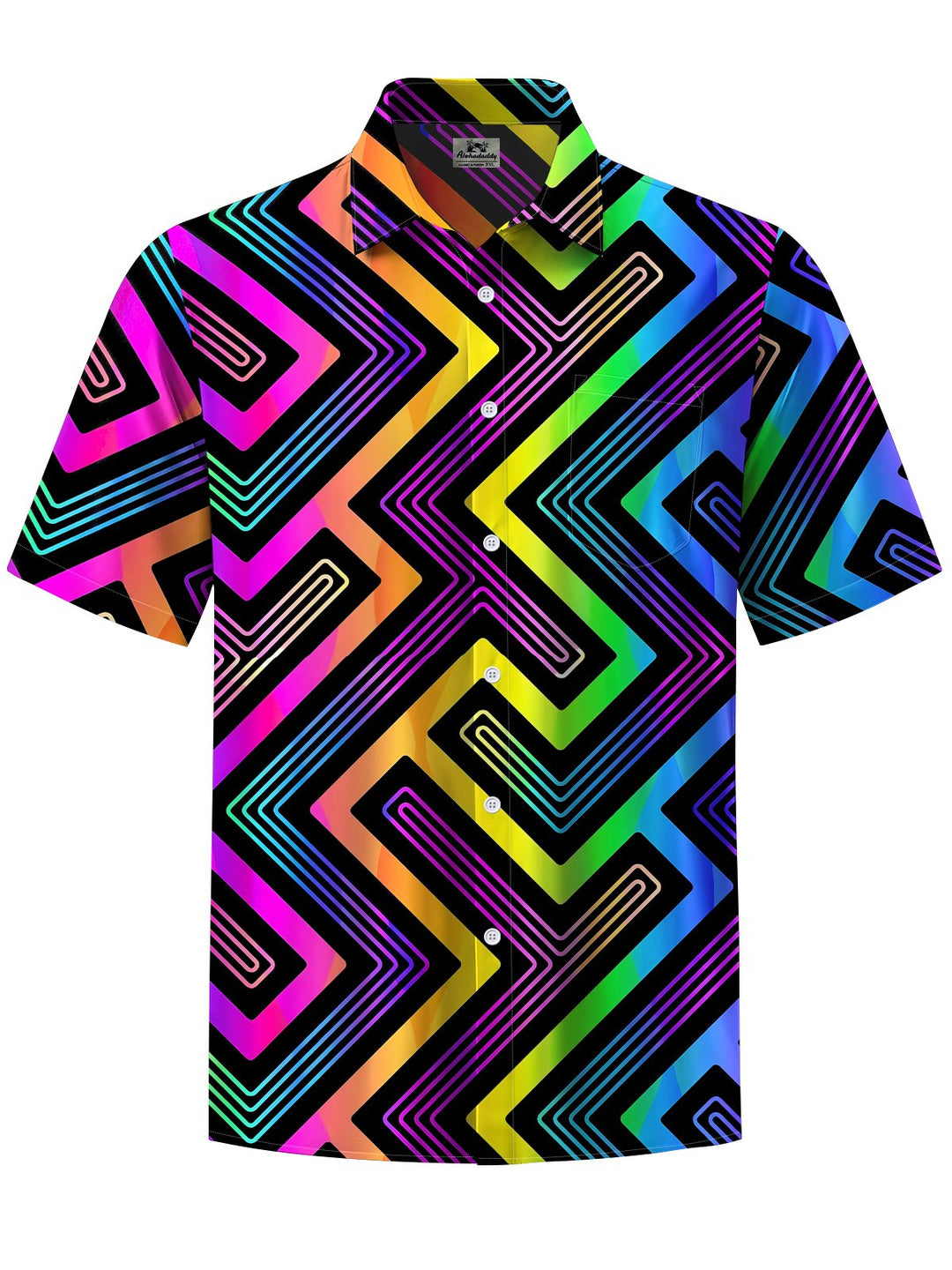 Alohadaddy® Casual Geometric Art Print Chest Pocket Men&