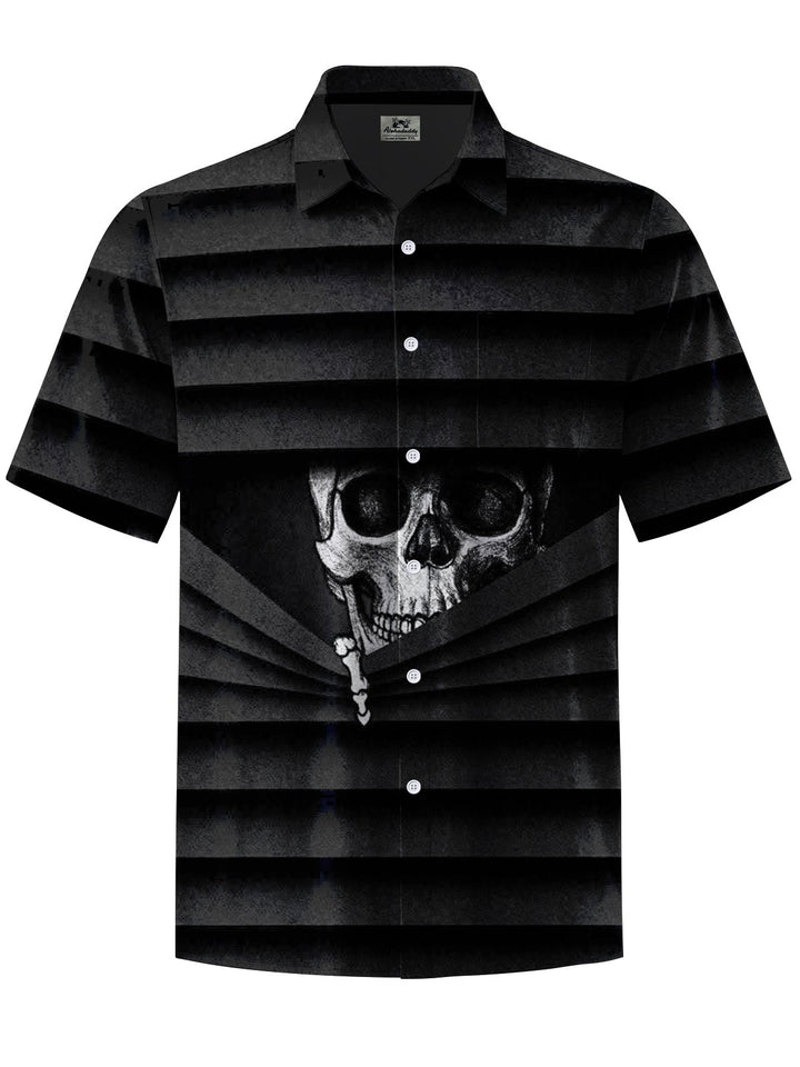 Alohadaddy® Halloween Skull Art Print Chest Pocket Men&