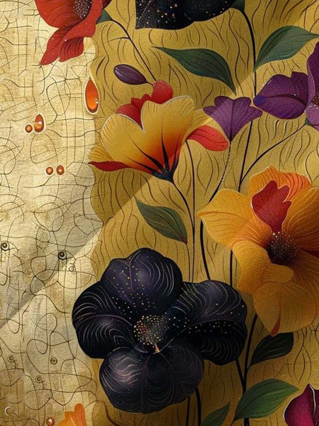 Alohadaddy® Vintage Floral Art Print Chest Pocket Stretch Men&