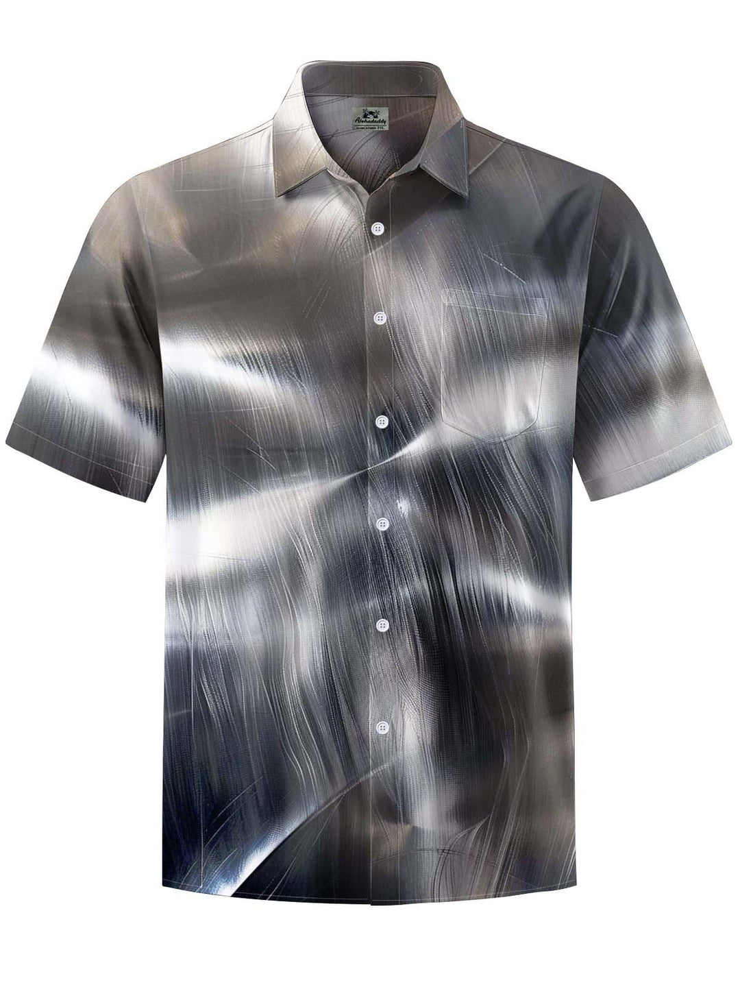 Alohadaddy® Casual Metallic Art Print Chest Pocket Stretch Men&