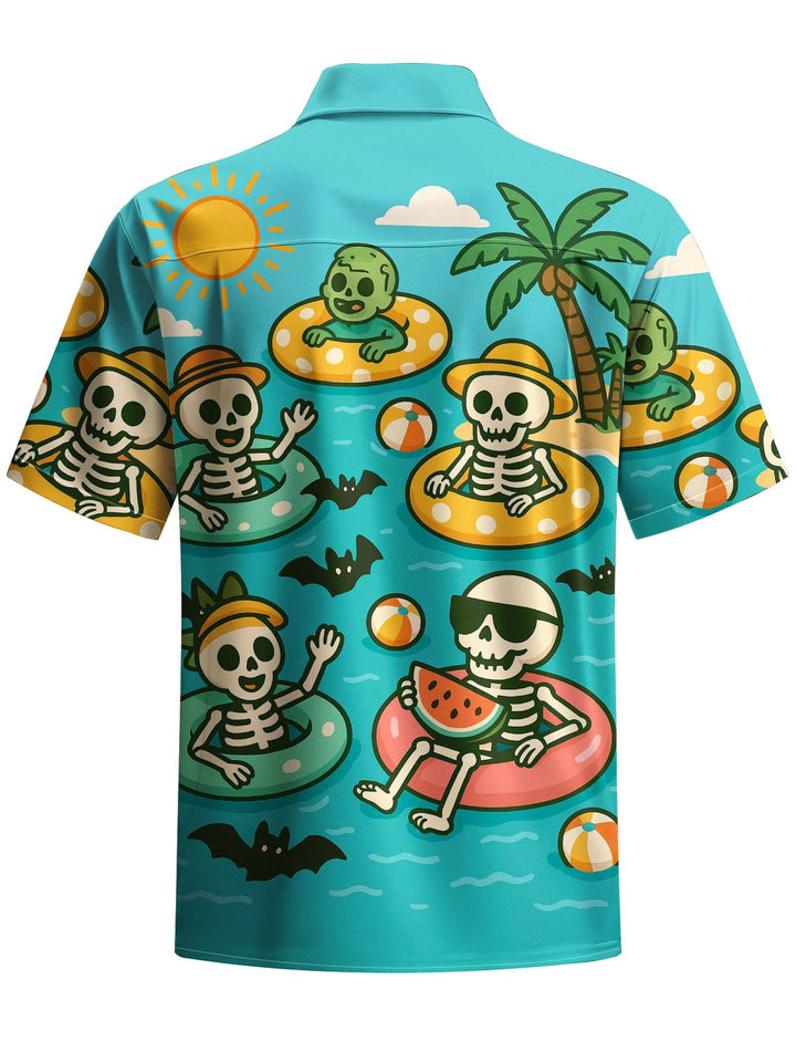 Alohadaddy® Hawaiian Skull Vacation Art Print Pocket Stretch Men&