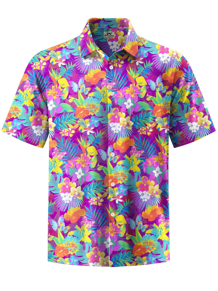 Alohadaddy® Hawaiian Floral Art Print Pocket Stretch Men&