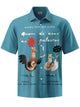 Alohadaddy® Casual Rooster Guitar Print Button Pocket Stretch Men's Short Sleeve Shirt Big & Tall