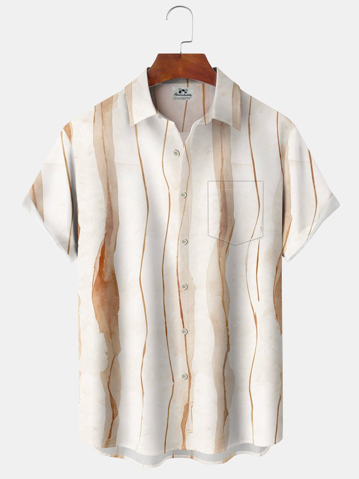 Alohadaddy® Vintage Striped Print Pocket Elastic Button Men&